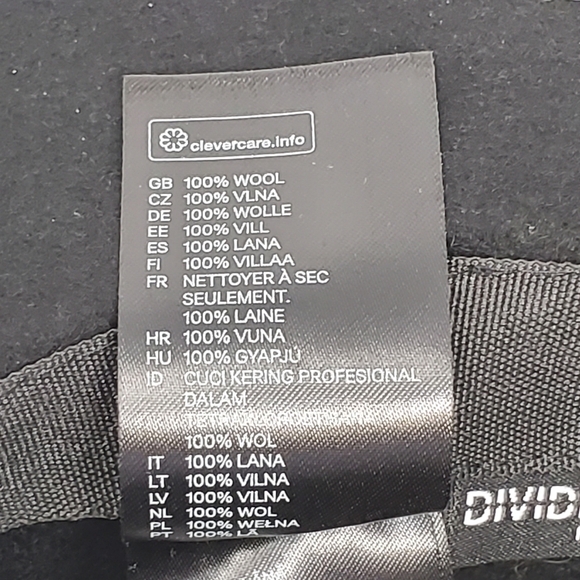 H & M DIVIDED 100% WOOL BLACK HAT  FLOPPY FESTIVAL CLASSIC WOMEN SIZE LARGE 58 - Picture 12 of 12